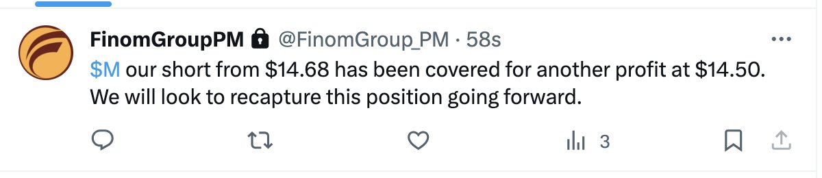 SethCL's tweet image. Gonna run this into bankruptcy!

Short $M $14.68 covered $14.50.  

You can trade/invest with us at finomgroup.com 

$TGT $KSS $SPX $QQQ $SPY $NDX $VIX $MA