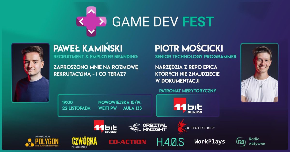cdaction's tweet image. Już jutro odbędzie się trzecie spotkanie w ramach #GameDevFest! 🎮

👀WSTĘP: wolny i bezpłatny! 

⏰19:00
📍WEiTI PW (WWA, Nowowiejska 15/19)
📱Event FB: bit.ly/GDF_Spotkanie3

@KNTGPolygon | #GameDev