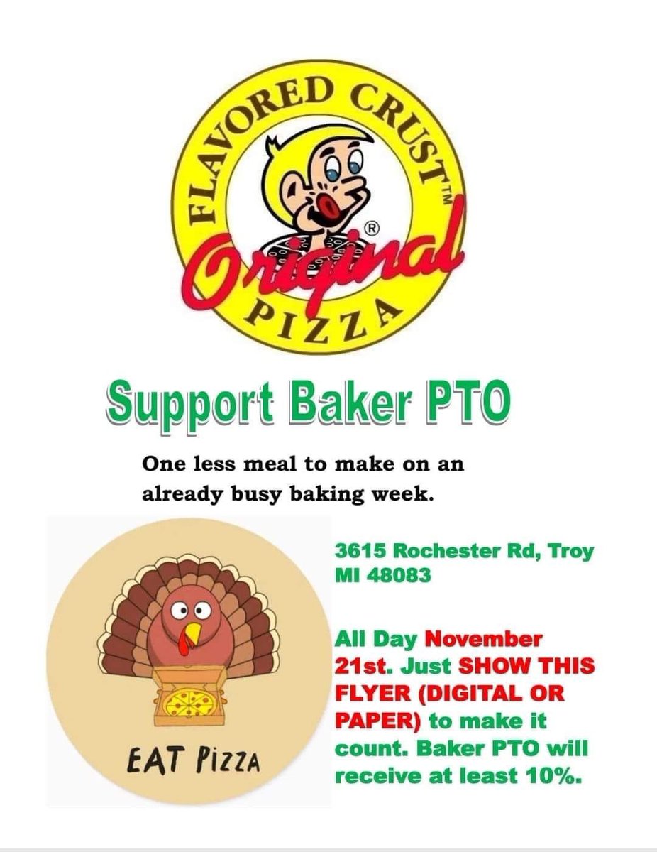 Baker Middle School PTO (@bakermspto) on Twitter photo Hey <a href="/BakerMiddle/">Baker Middle School</a> looking for an easy dinner idea? Grab a pizza and mention Baker Middle School Hey <a href="/BakerMiddle/">Baker Middle School</a> looking for an easy dinner idea? Grab a pizza and mention Baker Middle School
