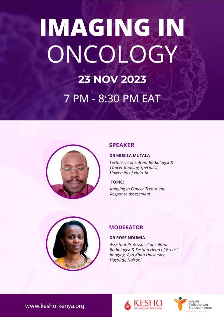 Virtually join Dr @MusilaMutala this Thursday from 7PM EAT as he discusses Imaging in Oncology. Use the link shared to register 👇🏽 us02web.zoom.us/webinar/regist…