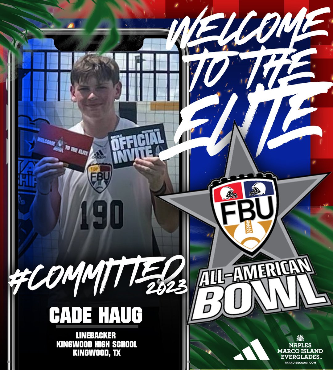 WELCOME TO THE ELITE 🌴 #FBUPathAlum @cadehaug punched his ticket to the #FBUAllAmerican Bowl 2023 👀 See you in Naples, FL this December 🔥 #FBU #GetBetterHere