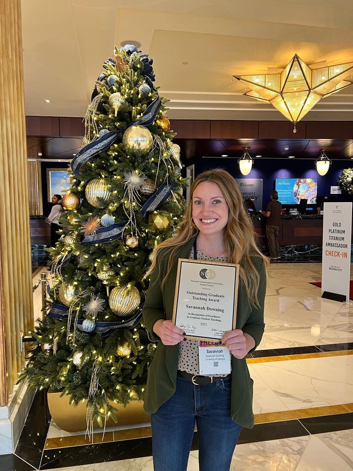 UGAComm's tweet photo. Our department had an amazing time at NCA 2023 this past weekend! We met with some amazing students to talk about our graduate program, had many in the department participate in panels and presentations, and won some great awards! NCA is always a great time! #COMMDawgs #nca23 https://t.co/pCyCpqBmCD