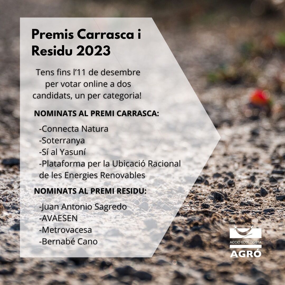 🏆Tenim al candidat perfecte per al premi Residu ☢️ '23 d’<a href="/AEAgro/">AccióEcologista Agró</a>‼️

 Juan Antonio Sagredo☢️, per voler arrasar el Paratge Natural de les Moles

👇Ací podeu consultar les nominacions👇

accioecologista-agro.org/nova-edicio-de…

👇I ací VOTAR 📩 👇

docs.google.com/forms/d/e/1FAI…
