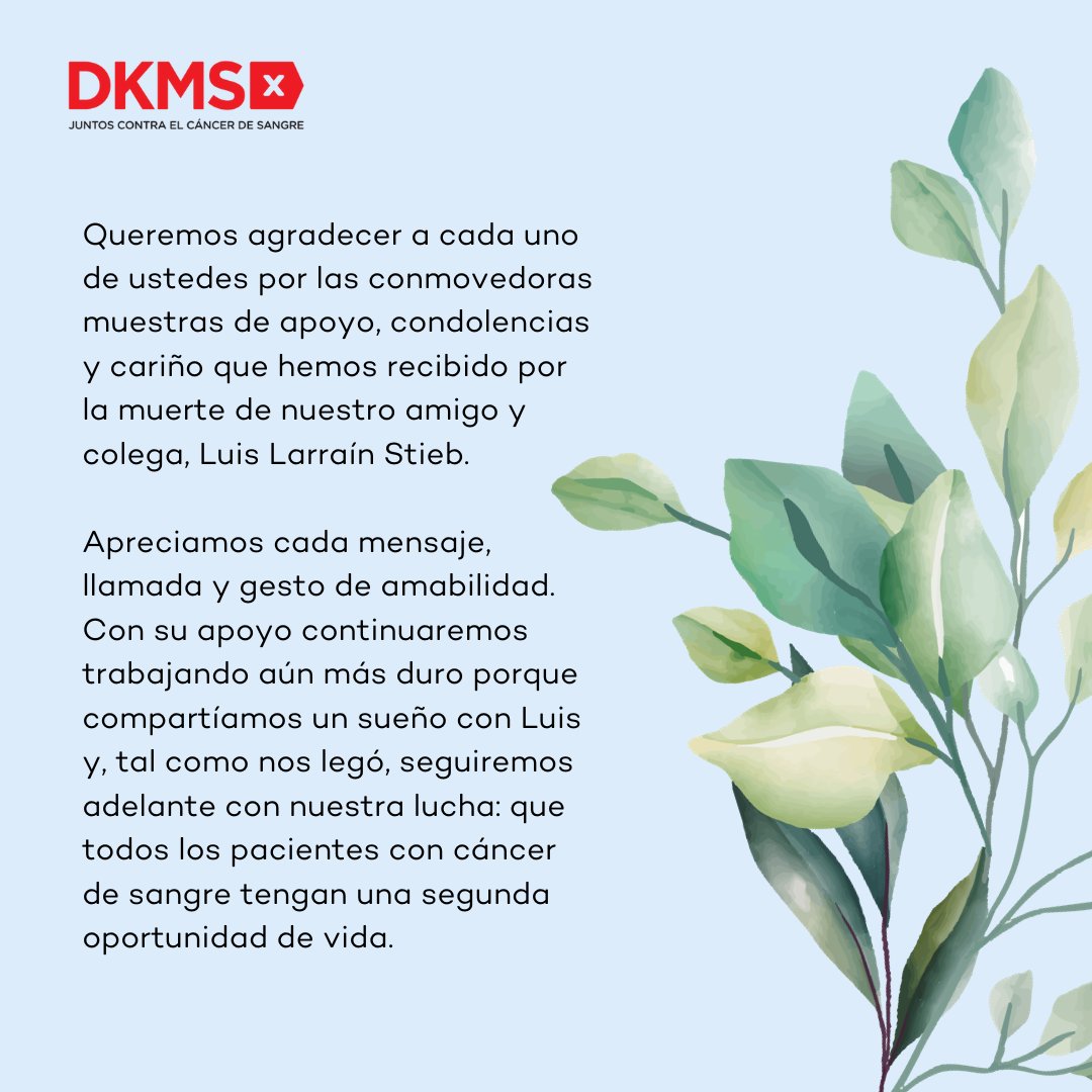 Queremos agradecer a cada uno de ustedes por las conmovedoras muestras de apoyo, condolencias y cariño que hemos recibido por la muerte de nuestro amigo y colega, Luis Larraín Stieb🤍

Un abrazo también para todos quienes lo conocieron.
