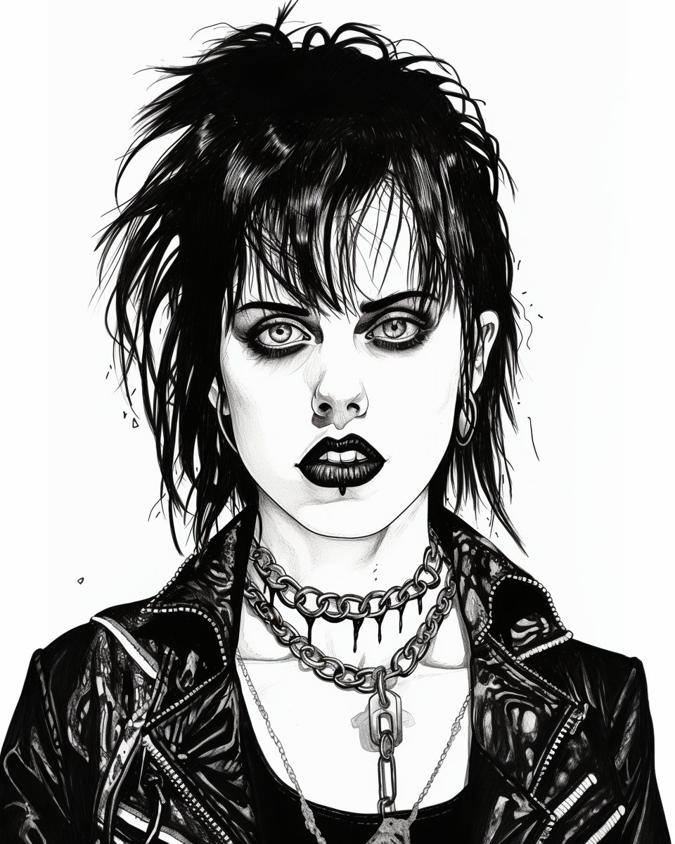 SeanMBaity1's tweet photo. Fairuza Balk
Playing Nancy Downs in The Craft

Midjourney
From the Heroes of Goth Adult Coloring Book
https://t.co/TSTfU2Q9Tk
#ai #AIart #MidjourneyAI #goth #coloringbook #fairuzabalk #nancydowns #thecraft https://t.co/v6hUMbejQK