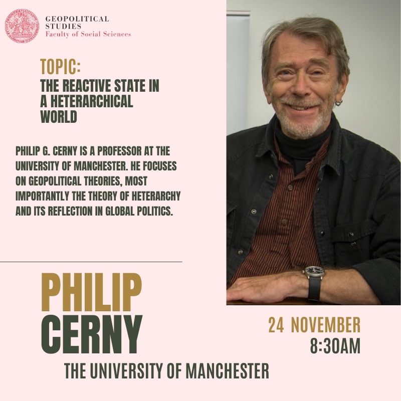 The annual geopolitical conference is to start in less than 39 hours. Another guest you can look forward to is Phil Cerny. He will discuss the concept of heterarchy. Make sure not to miss it! The details and registration are available at facebook.com/events/9792115….