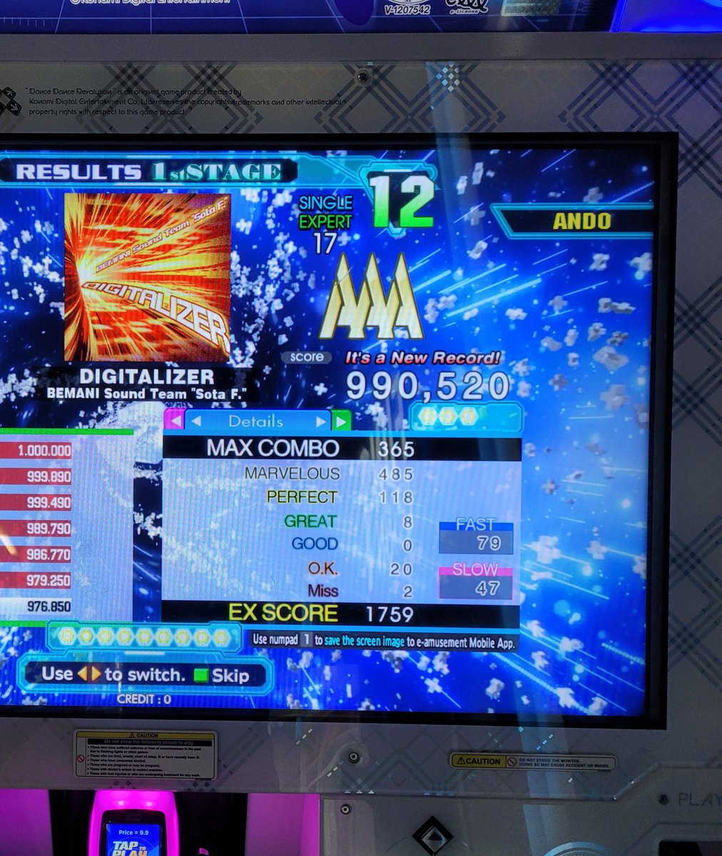 ando_ddr's tweet image. 17 AAAs #3-4 let's goo! Digitalizer was a one-shot from 976k 🤩
Also slowly creeping up to 1400SA 👀