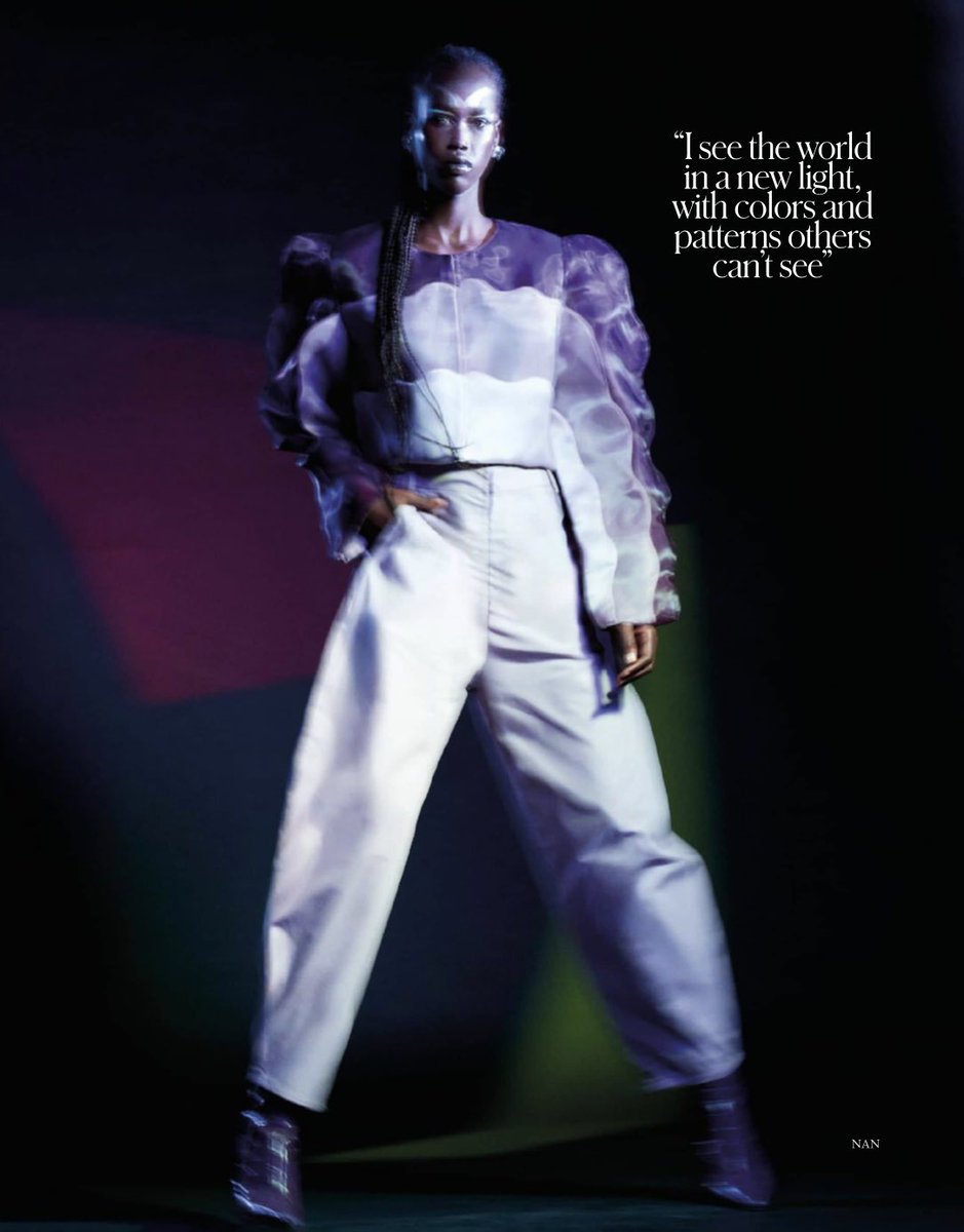 Nanswear's tweet photo. ‘I see the world in a new light, with color and patterns others can't see.’

Interview with Vogue Arabia's November issue. https://t.co/doOwWkeO6w