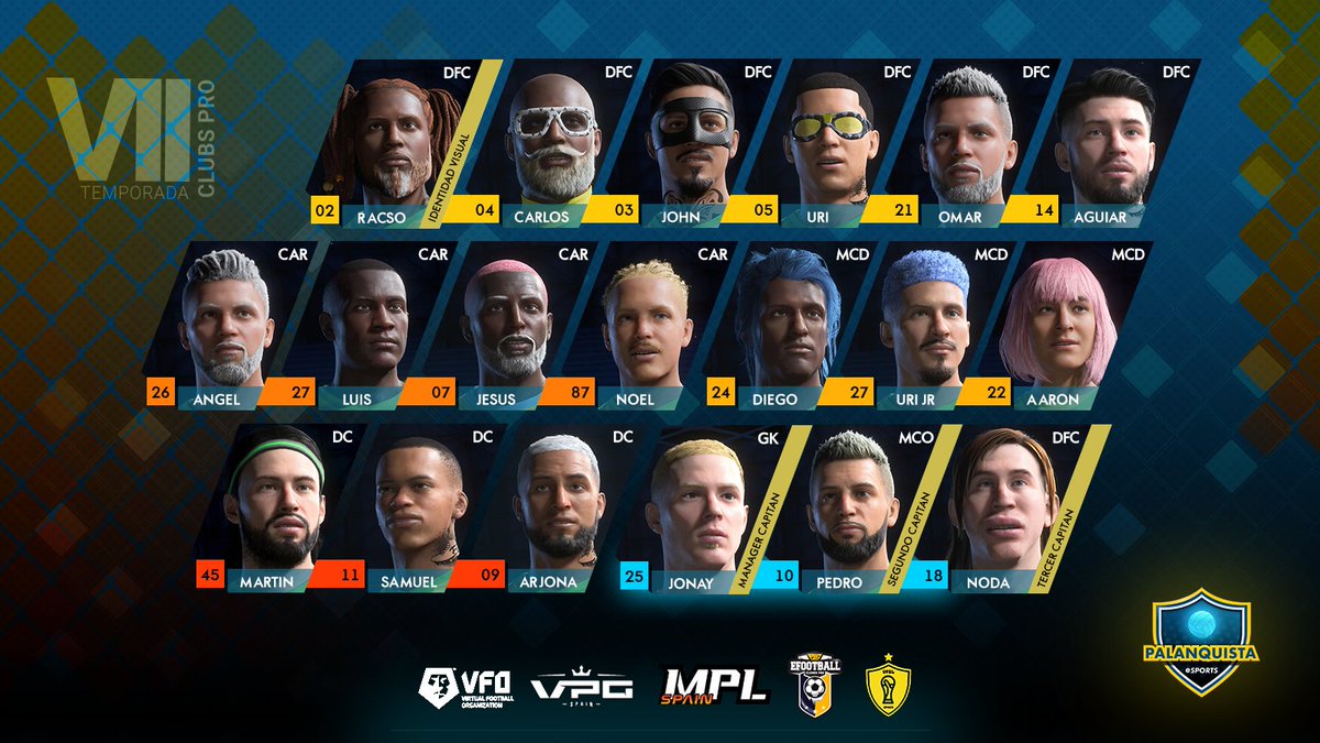 Palanquista eSports (@palanquista_esp) on Twitter photo Presentamos la plantilla de la temporada 7.
Competiremos en las ligas <a href="/MPL_Spain/">MPL Spain</a>, <a href="/PLGeFootBall/">PLG España</a>, <a href="/VFOspain/">VFO España</a>, <a href="/VPG_Spain/">Virtual Pro Gaming España</a> y <a href="/VFSL_Spain/">VFSL Spain</a>.
Gracias a todos por confiar en el club y hacer más grande esta familia 💛🖤.
#SomosPalanquistas Presentamos la plantilla de la temporada 7.
Competiremos en las ligas <a href="/MPL_Spain/">MPL Spain</a>, <a href="/PLGeFootBall/">PLG España</a>, <a href="/VFOspain/">VFO España</a>, <a href="/VPG_Spain/">Virtual Pro Gaming España</a> y <a href="/VFSL_Spain/">VFSL Spain</a>.
Gracias a todos por confiar en el club y hacer más grande esta familia 💛🖤.
#SomosPalanquistas