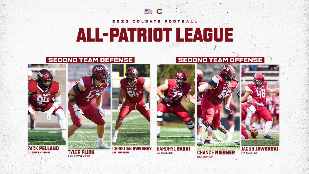 ColgateFB's tweet photo. Congratulations to our 🔟 Raiders who earned spots on the All-Patriot League first and second teams 👏👏👏👏
#GoGate | #ThreeForTheGate https://t.co/VG7CqORADD