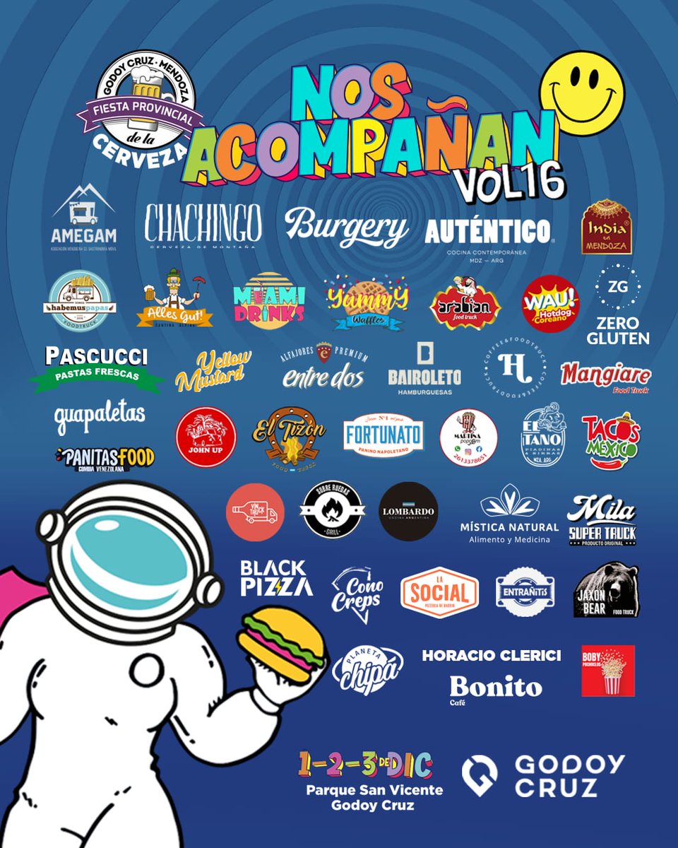MuniGodoyCruz's tweet photo. En el #PatioDeComidas de la #FiestaCervezaGC 🍻 vas a poder disfrutar de una oferta gastronómica para todos los gustos y con opciones sin TACC
Estos son todos los #FoodTrucks 🚐 y las terrazas de comida que nos acompañarán 👇🏼
📅 1, 2 y 3 de diciembre
📍 Parque San Vicente https://t.co/bD93UjZyCy