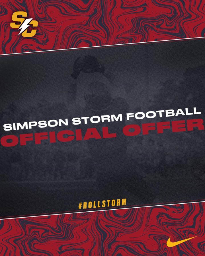 I’m excited to have earned an offer from <a href="/JasonMart3960/">Coach Martinez</a> and <a href="/scstormfootball/">Simpson Football ⚡️</a>‼️Thank you for this opportunity! <a href="/PrepRedzoneNM/">Prep Redzone New Mexico</a> <a href="/1209dlee/">David Lee: HC Albuquerque Academy</a> <a href="/CoachGehres/">Shaun Gehres</a>