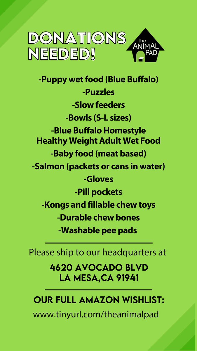Hi friends! We’re running dangerously low on several supplies, especially food! See below for a list of items we need and a link to our Amazon wishlist! We appreciate your support more than you know! lnkd.in/gEHPb_xv