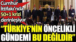 Türkiye'nin öncelikli gündemi bu değildir' Cumhurbaşkanı Erdoğan'ın '50+1' çıkışı Cumhur İttifakı'nda tartışmalara yol açtı. Bahçeli'nin ardından Yeniden Refah Partisi'nden de '50+1' değerlendirmesi geldi.