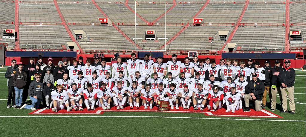 BC_Cardinals's tweet photo. The Champs are in the building!! 

Your 2023 NSAA Class C-1 State Football Champions. 

Mission accomplished. 

Fly with us. https://t.co/19ioEwbt4f
