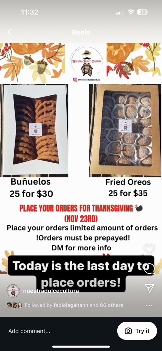rosiie___'s tweet photo. My brother is taking orders for Thanksgiving Today is the Last day to order! DM on ig @nuestradulcecultura https://t.co/naWGKRHAys