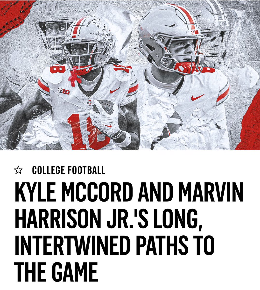 The careers of Kyle McCord and Marvin Harrison Jr. have been intertwined since teaming up at St. Joe’s Prep in 2018. I visited Philadelphia and New Jersey for @CFBONFOX to learn about the people and places that shaped them on their journey to Ohio State: foxsports.com/stories/colleg…