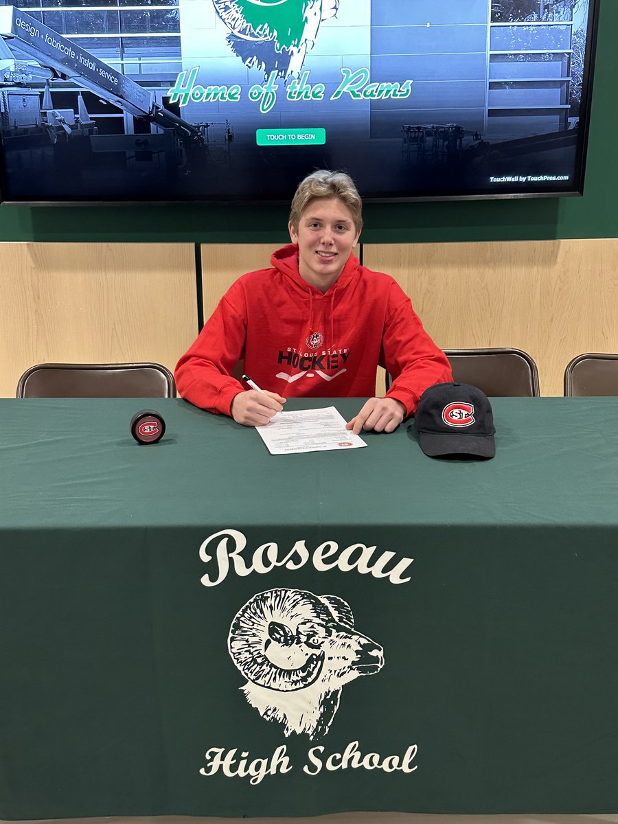 Rams senior forward Noah Urness signed his National Letter of Intent today to play his college hockey at St. Cloud State. Congratulations Noah!!
#RamPride