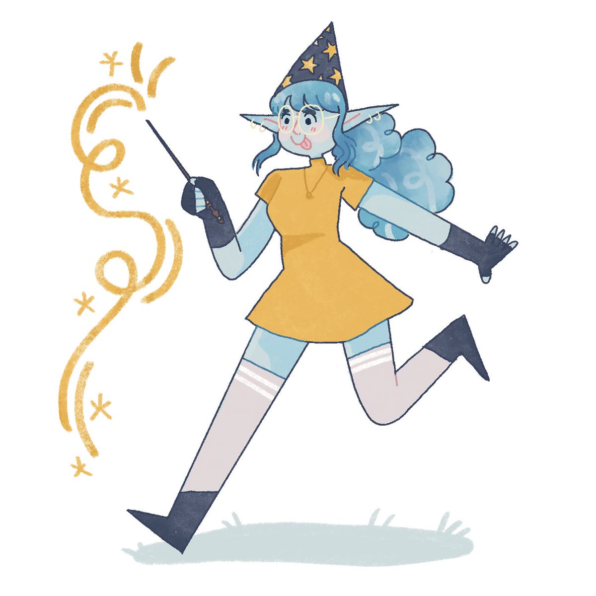 Callie running away w Albins wand (ft wizard hat) LOL #naddpod