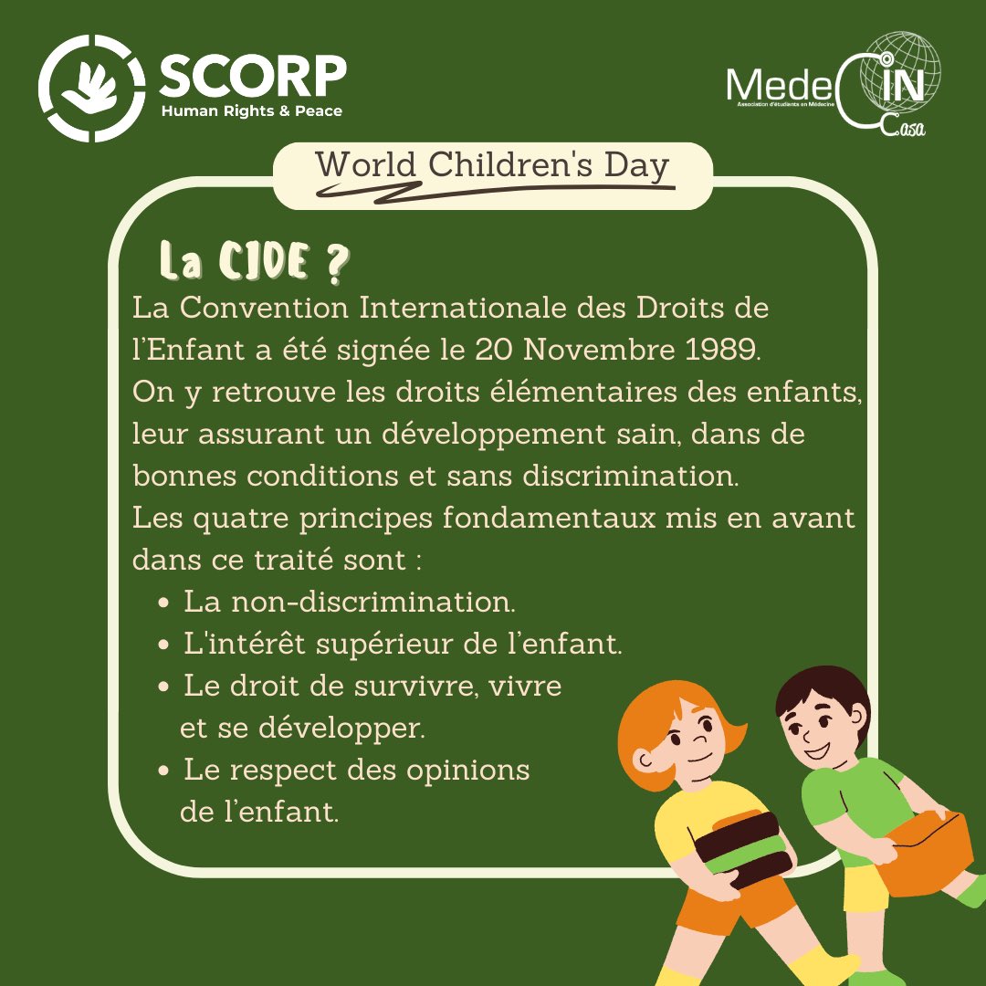 medecincasa's tweet photo. Le 20 novembre c’est l’occasion de nous réunir et célébrer ceux qui forgeront le monde de demain : les enfants 👧🏻👦🏻
Rejoignez nous et informez vous pour qu’ensemble nous puissions faire avancer les choses pour eux et leur construire un avenir meilleur 💚🫱🏼‍🫲🏾 
#WorldChildrensDay https://t.co/UbUqnJfOp1