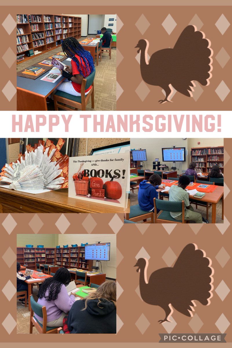 LGMSLibrary's tweet photo. LGMS Community: Don’t forget to READ with your turkey dinner. Enjoy your break! #Proud2BeOC @OCHS_VA @DanHornick https://t.co/KcYS2vqLzC