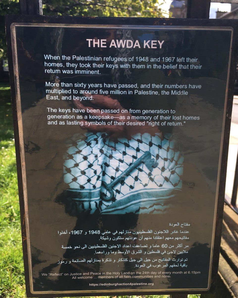 BarbaraArmstr73's tweet photo. St Mary’s Cathedral  pictured here in the West End of Edinburgh, has the Awda (right of return) key at it's entrance. A symbol of Palestinian refugees’ right to return, given to them in international law.
Seems an appropriate time to highlight. There's been no mention locally. https://t.co/XIHN00uHm5