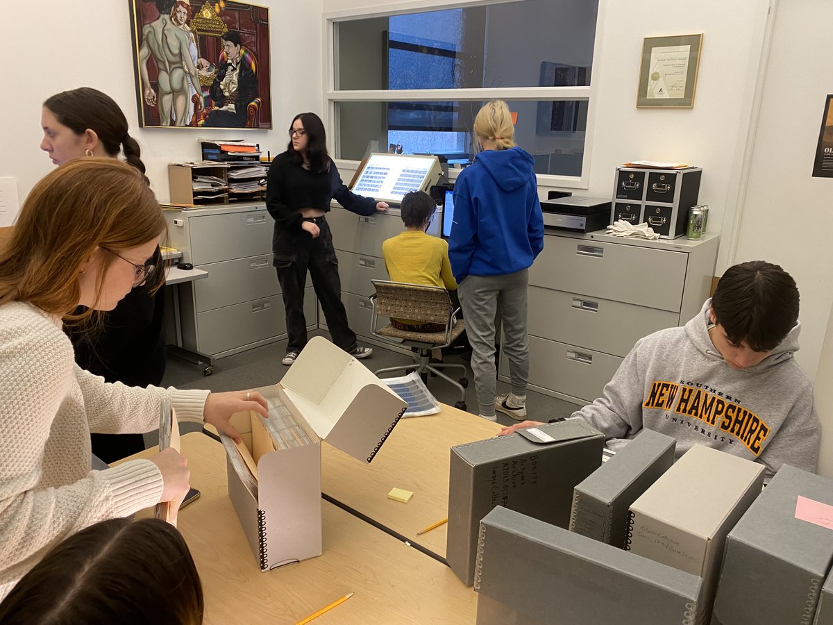 <a href="/LewPortHS/">Lew-Port High School</a> Gallery Project students investigate slides and negatives of <a href="/ArtparkNY/">Artpark</a>  artists from 1976 at the <a href="/BPArtCenter/">Burchfield Penney Art Center</a> ...(negatives and slides come from film cameras, which were used to take photographs before digital cameras!)