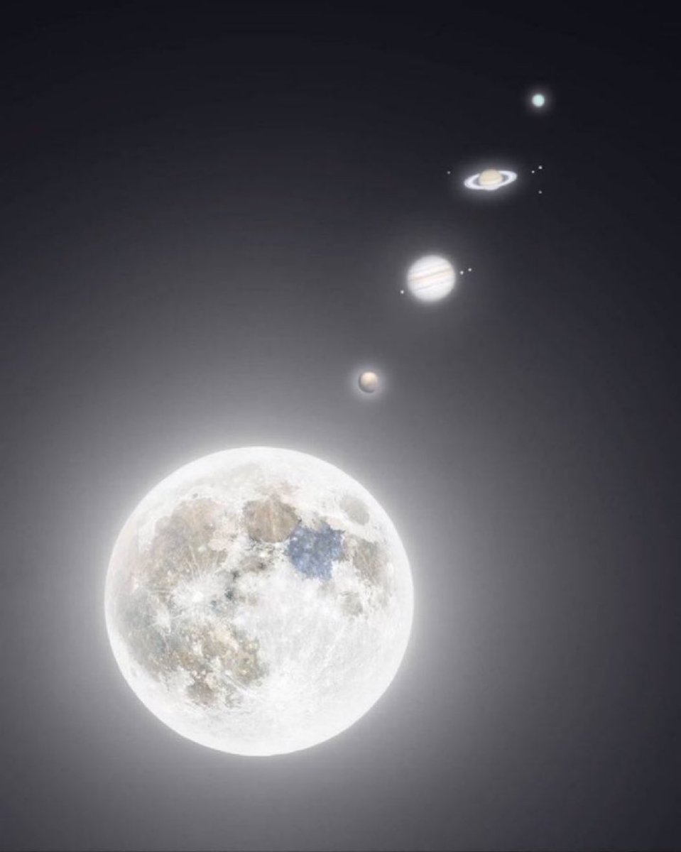 M1ONLOVER's tweet photo. Full Moon, Mars, Jupiter, Saturn and Uranus. https://t.co/ozGaBOfMyh