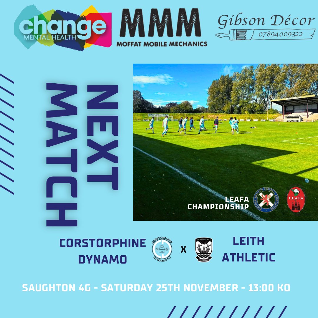 AMS| Next up we play <a href="/LAFCAmateurs/">Leith Athletic Amateurs</a> in the LEAFA Championship

📆 25/11/23
⏱️ 13:00 KO
📍 Saughton 4G