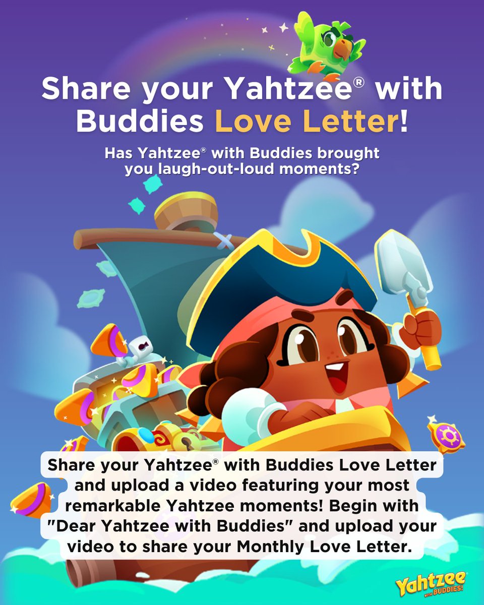 Has Yahtzee with Buddies rolled into unforgettable moments with your loved ones? Share your heartwarming Yahtzee with Buddies Love Letter and craft a video showcasing your most epic dice triumphs. Click here for the full scoop! 🎲💌🎉 forms.gle/3oNrq3FsYy6y3Q…
