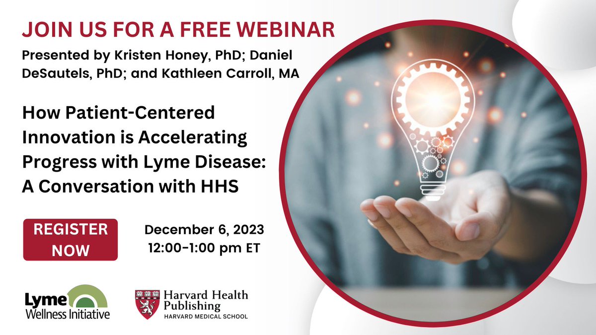Despite affecting half a million people annually, the science of #Lymedisease is still emerging. Join us for a free #webinar with @khoney and her team from @HHSgov on patient-centered government initiatives that seek insights into the questions of #Lyme. bit.ly/49NDD8Z