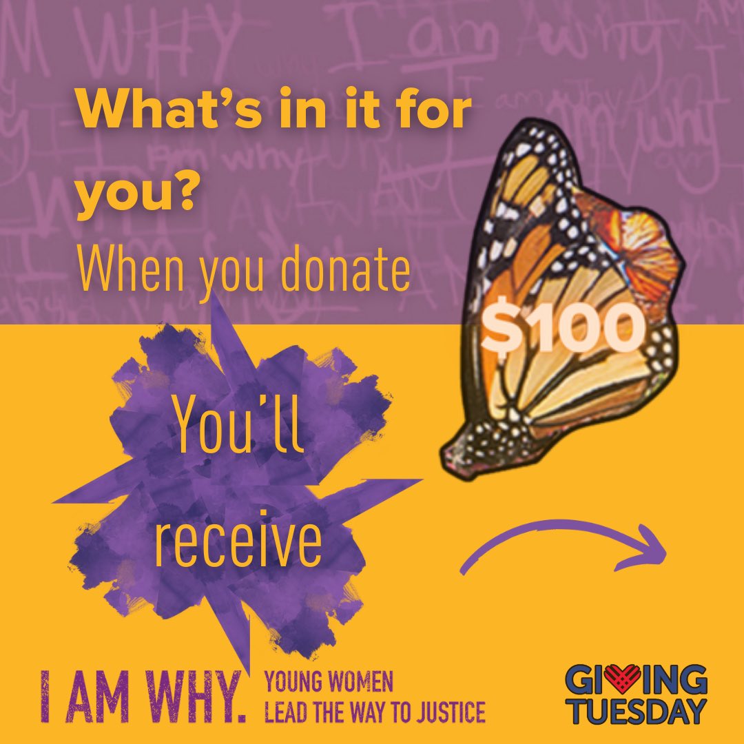 IAmWhyJustice's tweet photo. Join the movement this #GivingTuesday with your donation of $25 or more, #LinkInBio.Your support aids the mentoring of the hands, minds, and hearts of young women and gender-expansive activists across the country. #Artisadvocacy https://t.co/Jo5UZMDto0