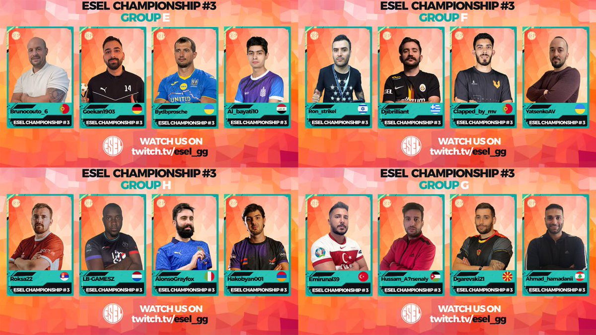 ESEL eFootball Championship#3 Main Event starts tomorrow. 32 fantastic players, 2 500$ prize pool. 

Will the two-time champion Arda be able to defend his title again? Or who will take the championship?

We are waiting for you all, tomorrow at 19:00 CET on twitch.tv/esel_gg