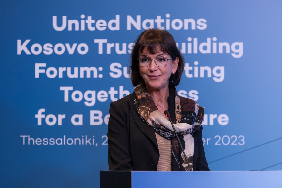 UNMIKosovo's tweet photo. 👉#TrustBuilding and #SDGS are inseparable. " "Achieving SDGs means progress and sustaining peace among all people in Kosovo," said @arnhildspence, #UN Development Coordinator, speaking at the 🇺🇳UN Kosovo Trust-building Forum in Thessaloniki.
#UNMIK▶️#SupportingTogetherness https://t.co/TXeBUkHtXO