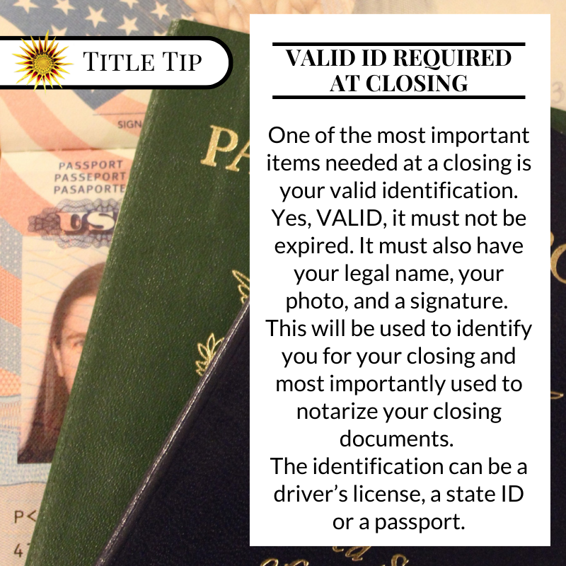 TitleJunction's tweet photo. 𝑽𝒂𝒍𝒊𝒅 𝑰𝑫 𝑹𝒆𝒒𝒖𝒊𝒓𝒆𝒅 𝒂𝒕 𝑪𝒍𝒐𝒔𝒊𝒏𝒈
Check your ID's before you even sign a contract.
✅ Legal name
✅ Photo
✅ Signature
✅ Valid (not expired)
#id #closing #ineedtoknowwhoyouare #yourclosingcompany #titlejunction https://t.co/g9hoARohNX