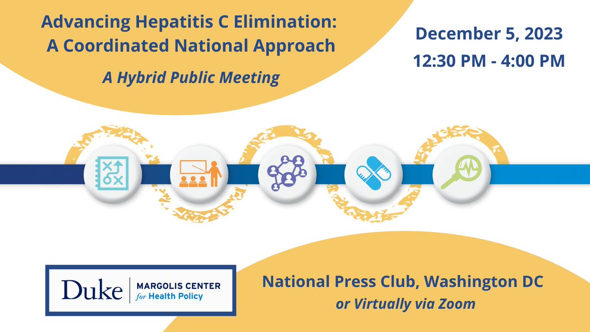Don't miss out on this conversation! Join Duke-Margolis on December 5 to discuss recommendations to advance hepatitis C elimination across impacted populations. Attend in person for more opportunities to network, or participate virtually:  duke.is/2/93kb