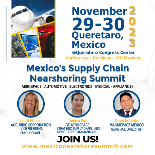 MEXICONOW (@onlinemexiconow) on Twitter photo FEW DAYS LEFT
Don’t miss out on this opportunity!
Join us on November 29-30!
mexiconearshoresummit.com
<a href="/AccurideCorp/">Accuride Corporation</a> <a href="/GE_Aerospace/">GE Aerospace</a>
#automotive #aerospace #appliances #medical #electronics #conference #meeting #queretaro #manufacture #mexico #production #development #supply FEW DAYS LEFT
Don’t miss out on this opportunity!
Join us on November 29-30!
mexiconearshoresummit.com
<a href="/AccurideCorp/">Accuride Corporation</a> <a href="/GE_Aerospace/">GE Aerospace</a>
#automotive #aerospace #appliances #medical #electronics #conference #meeting #queretaro #manufacture #mexico #production #development #supply