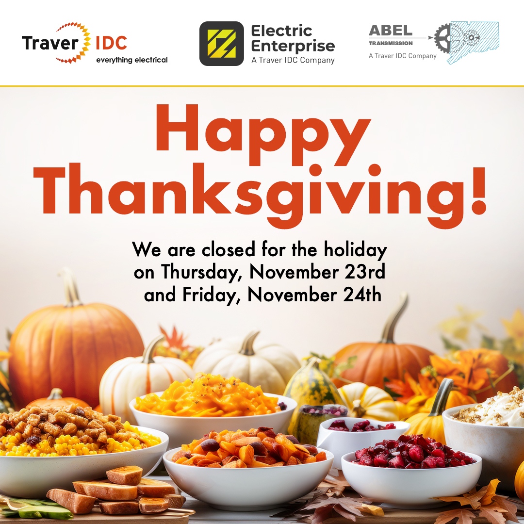 TraverIDC's tweet photo. From all of us at Traver IDC, Electric Enterprise, and Abel Transmission, we would like to express our sincere gratitude to our customers, partners, and employees. Wishing you all a safe and happy Thanksgiving. https://t.co/ghPS5NJDgE