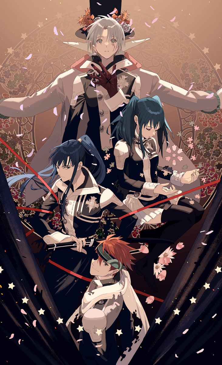 multiple boys blue hair 3boys red hair long hair 1girl twintails  illustration images