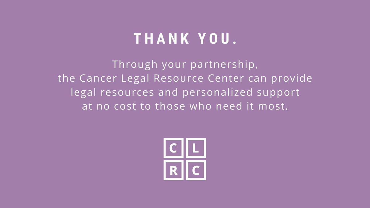 CancerLegalHelp's tweet image. This year, with your help, we were able to help thousands of individuals who are facing legal issues arising from a cancer diagnosis, share free legal resources, and even launch our mobile Legal Self-Help Clinic.

Thanks to all who have supported this important work!