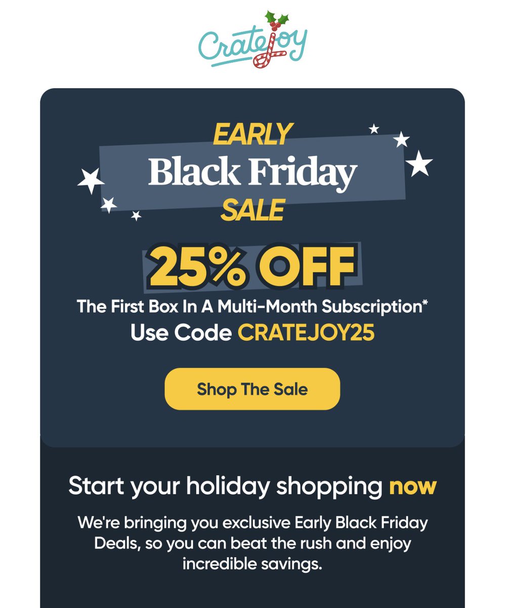 ladyboarder9669's tweet photo. RT! CRATEJOY! #BLACKFRIDAY sub boxes! Amazing boxes from @cratejoy GET 25% OFF w/code: CRATEJOY25
 Hundreds of boxes 2choose from! #subbox #food #gifts #giftgiving #holidaygifts #christmasgifts GREAT HOLIDAY GIFTS!#subboxlovers #subboxaddict #crafts  👉 https://t.co/9XJVqiZOC6 ad https://t.co/aJ0AuAaC9g