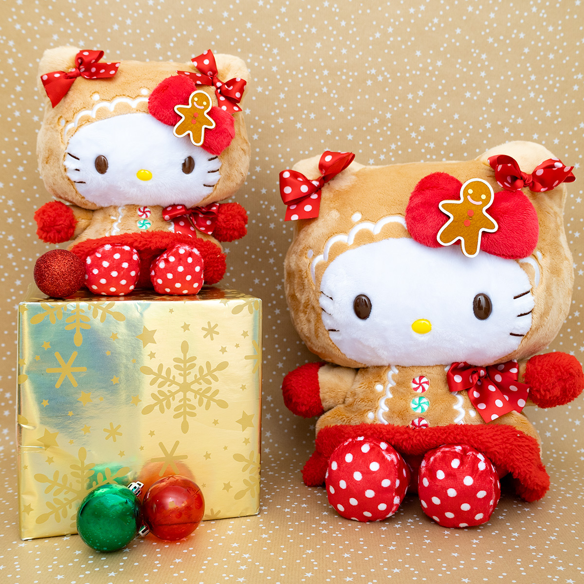 Hello Kitty looks extra sweet in her festive Gingerbread Outfit! ❤️ This Hello Kitty Gingerbread Dress Plush is available in 2 different sizes, the perfect Holiday gift for any Hello Kitty fan 🎁 Available now on japanla.com!