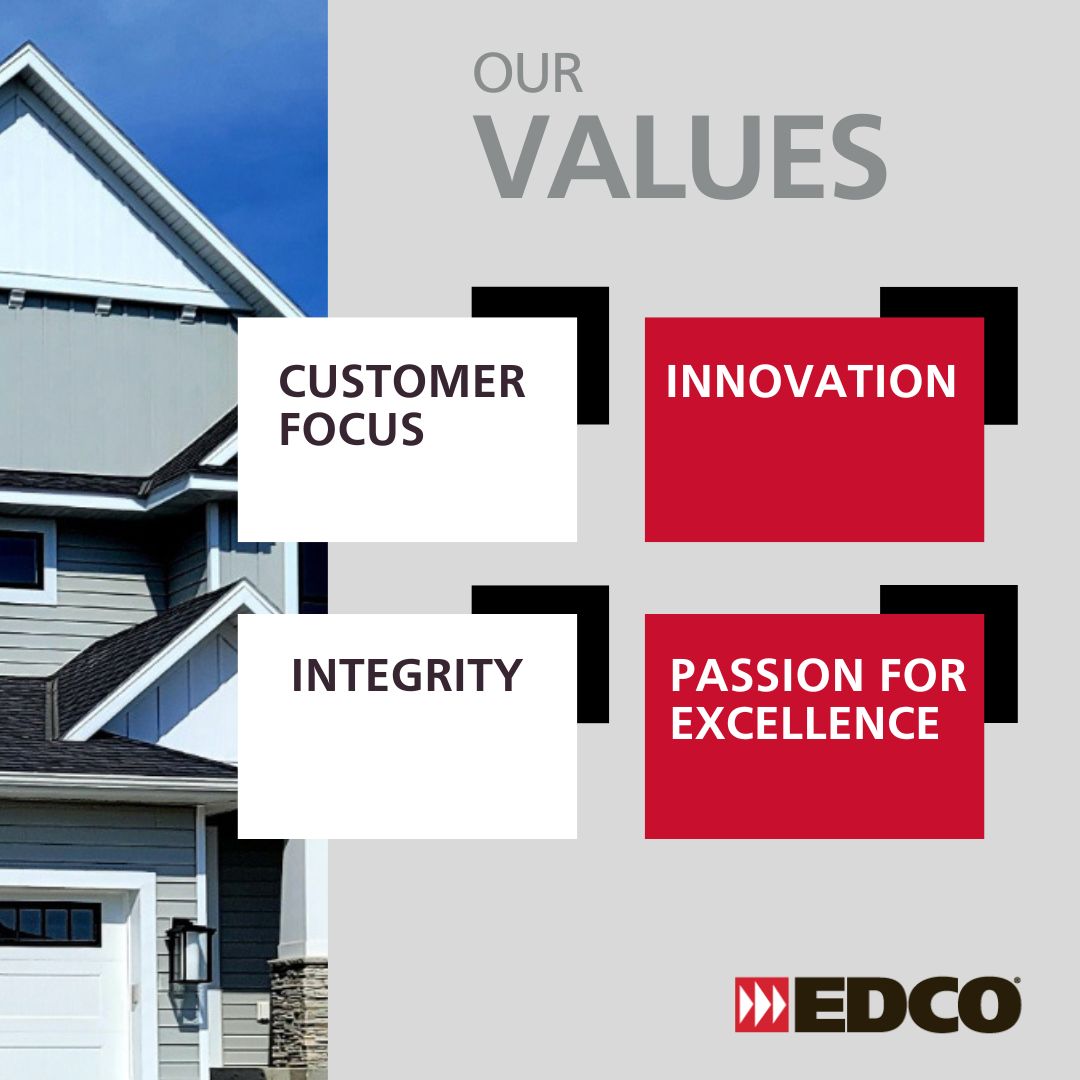 For over 75 years, our “Never Satisfied” approach has led to industry leading innovation, quality, service and that will never change. 

#GettoKnowEDCO #CompanyValues #OurValues #SteelSiding #SteelRoofing