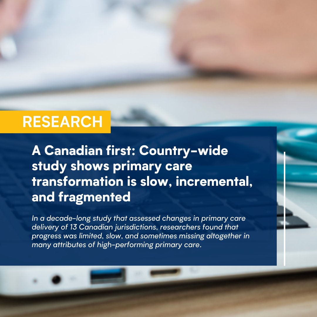UofT_dlsph's tweet photo. A Canadian first - A country-wide, decade-long study found that "Canada’s primary care transformation has been slow, piecemeal, and incremental, with limited changes to the overall organization and delivery of primary care." @Monica100200951  https://t.co/gmItKxI3i5 
@baker_ross https://t.co/uU0p8khRnf
