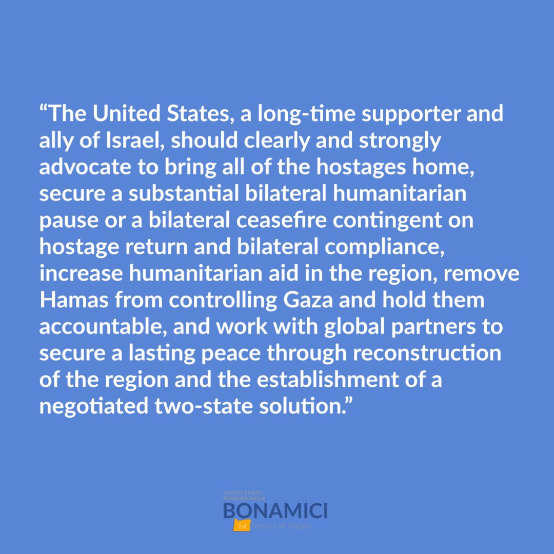 RepBonamici's tweet photo. We need a new path forward; a path that will save Israeli and Palestinian lives. https://t.co/Mo7PsMF4jm