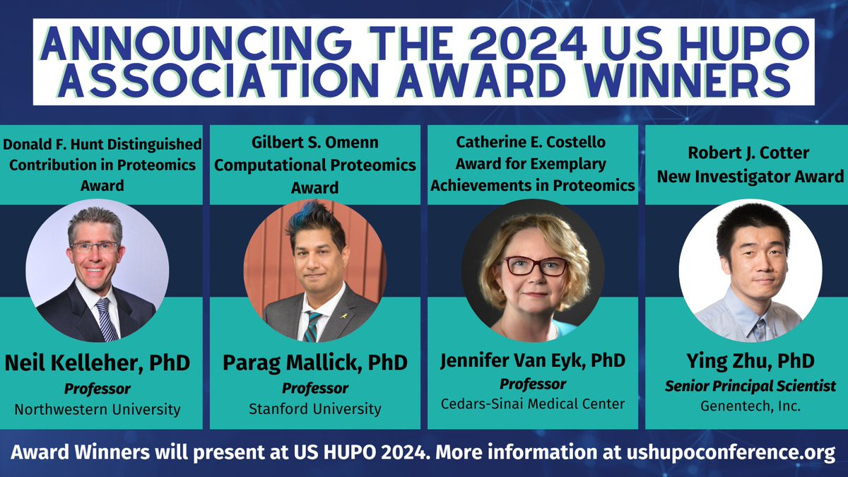 Congratulations to our 2024 US HUPO Association Award Winners! Stay tuned as they share groundbreaking insights next March at US HUPO 2024 in Portland, OR. 

ushupoconference.org