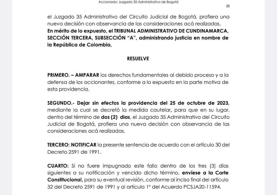 Tribunal Administrativo de Cundinamarca dejó sin efecto la medida cautelar contra el Corredor Verde por la Séptima
