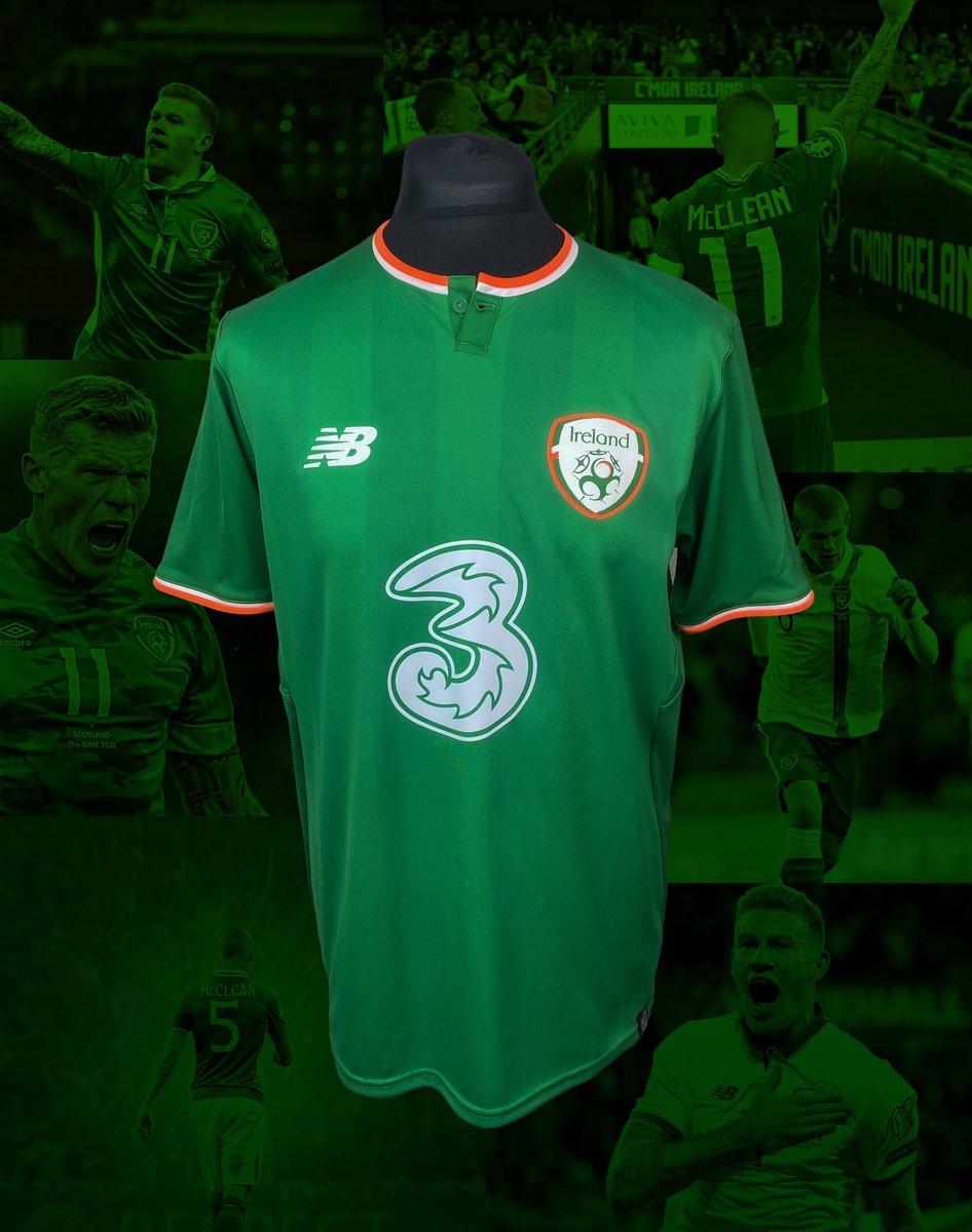 MarksJerseys's tweet image. ☘️103 and out. New Balance 2017/18 Ireland home shirt complete with James McClean name and number.

McClean always gave 110% in an Irish shirt and bows out tonight against New Zealand. 

#MarksJerseys #McClean #COYBIG #FootballShirts #JamesMcClean