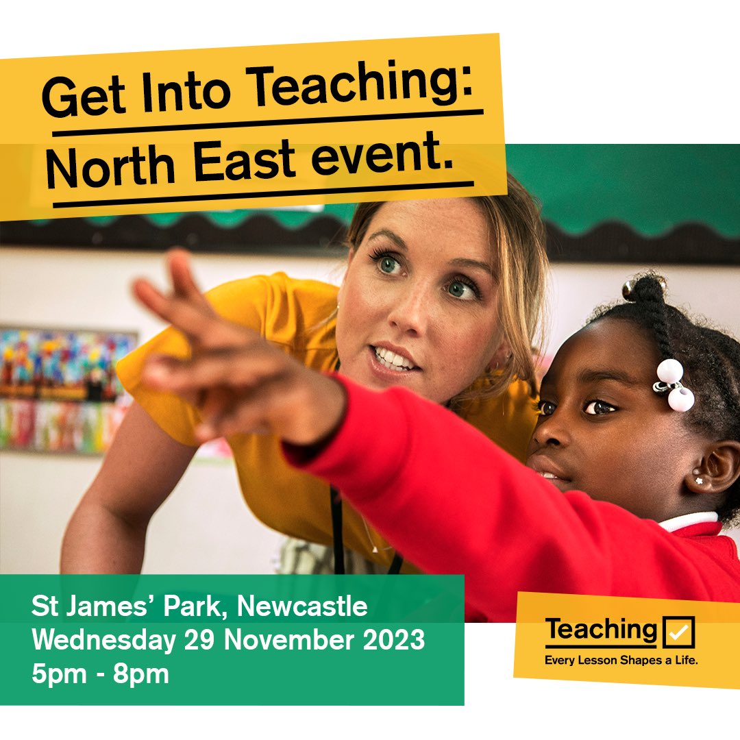 Come and see us at the Get Into Teaching Newcastle event on 29 Nov. We will be on hand to answer your questions about our training opportunities. Book your place now at getintoteaching.education.gov.uk/events/about-g… We look forward to meeting you then! ⁦<a href="/NTCouncilTeam/">North Tyneside Council</a>⁩ ⁦<a href="/NTPrimaryTeam/">Education North Tyneside Primary Team</a>⁩