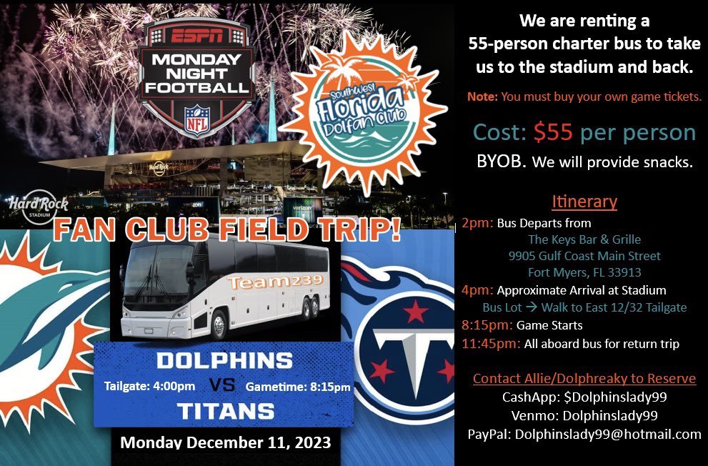 We have several seats left on the MNF bus!